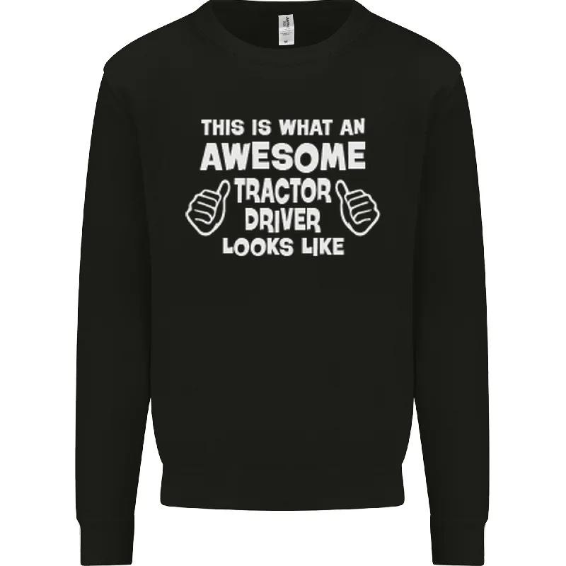 Awesome Tractor Driver Farmer Farming Mens Sweatshirt Jumper Hoodie with Rhinestones Sparkly Elegant