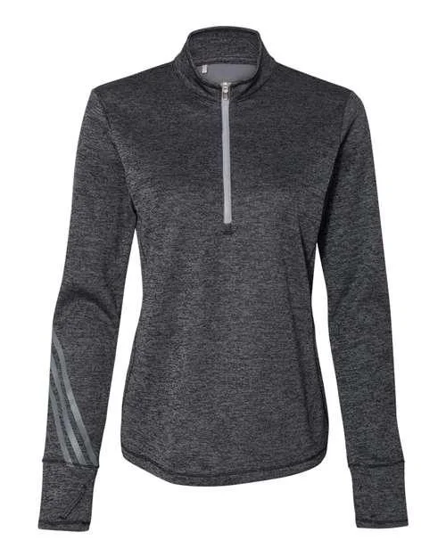 Adidas Women's Brushed Terry Heathered Quarter-Zip Pullover A285 Asymmetrical Neck Pullover