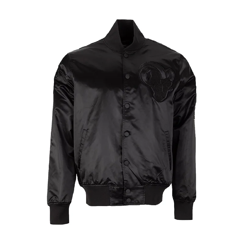 Rams Triple Black Satin Jacket - Mens Mesh Jacket Canvas Jacket Denim Jacket