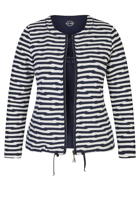 Rabe Striped Jacket & T-Shirt Twinset, Navy & White Appliqued Jacket Beaded Jacket Sequined Jacket