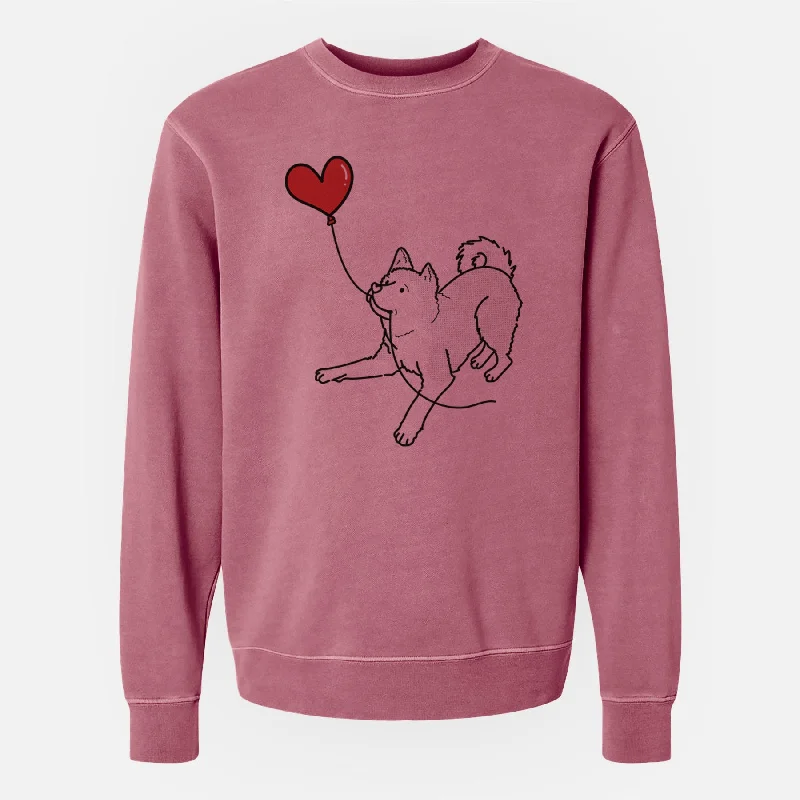 Akita Heart String - Unisex Pigment Dyed Crew Sweatshirt Hoodie with Turtle Neck Cozy Winter