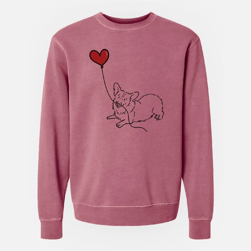 Corgi Heart String - Unisex Pigment Dyed Crew Sweatshirt Hoodie Crop Top Short Trendy