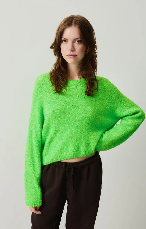 Pullover Cik18a Vert-Fluo Ruffle Sleeve Feminine