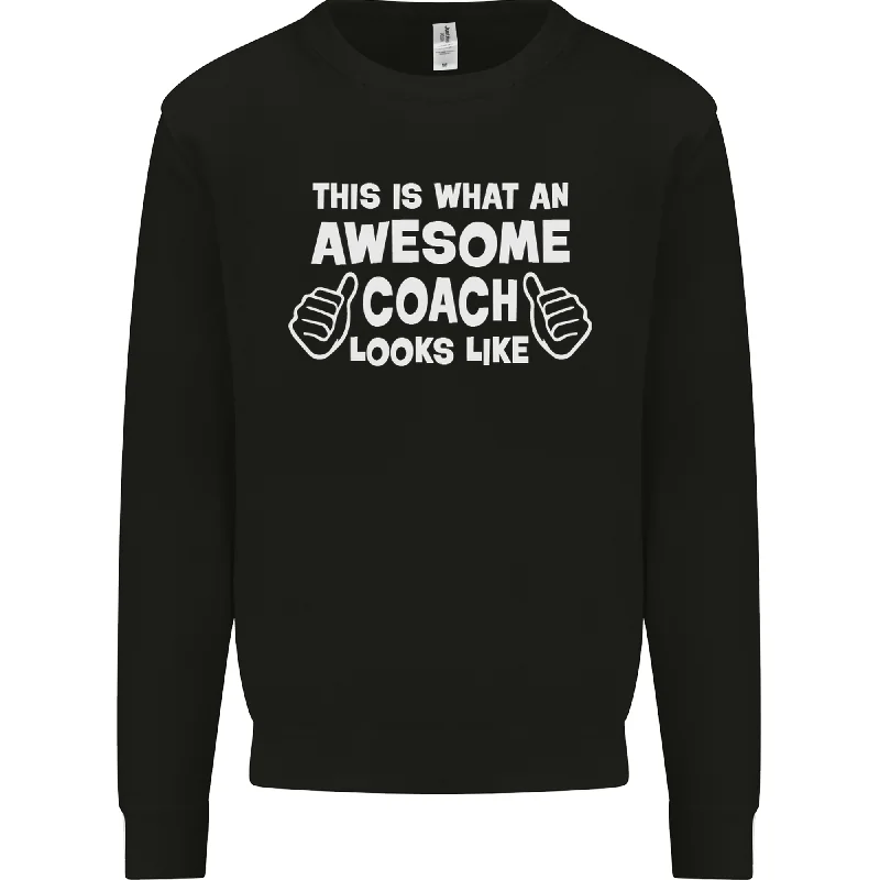 Awesome Coach Rugby Football Tennis Mens Sweatshirt Jumper Hoodie with Hem Raw Edge Edgy Unfinished