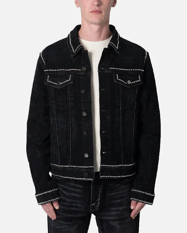 MNML Studded Suede Denim Jacket Black Mesh Jacket Canvas Jacket Denim Jacket