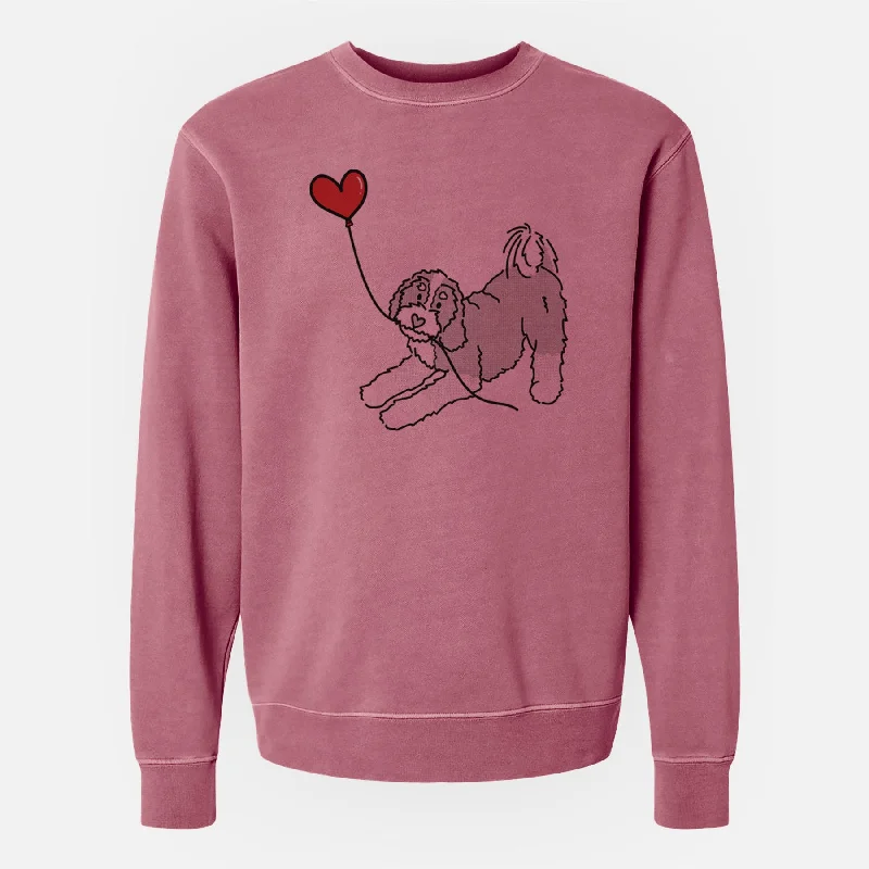 Bernedoodle Heart String - Unisex Pigment Dyed Crew Sweatshirt Hooded Sweatshirt Casual Wear Street Style