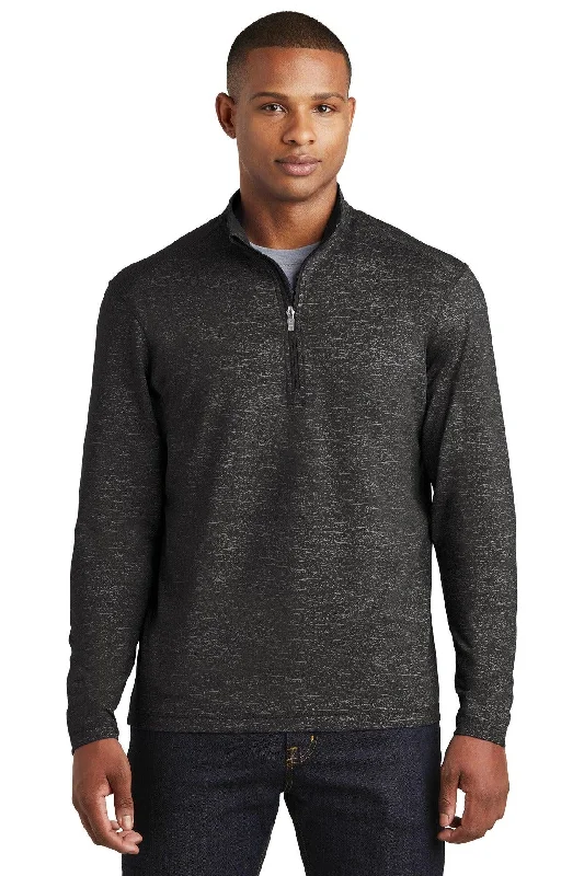 Sport-Tek  Sport-Wick  Stretch Reflective Heather 1/2-Zip Pullover. ST855 Scalloped Neck Pullover