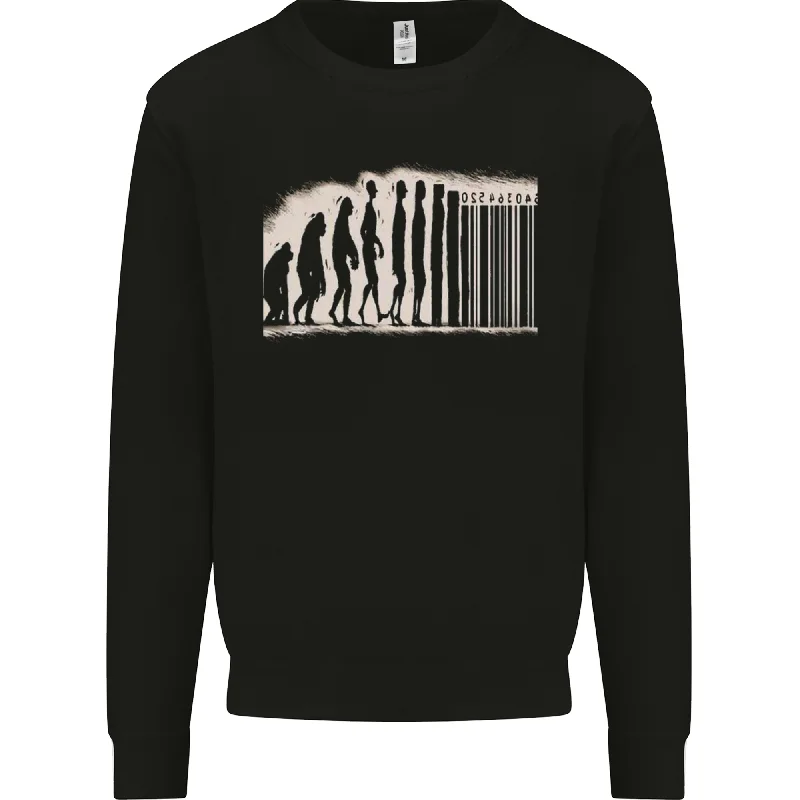 Barcode Evolution Anti-Capitalist Anarchy Mens Sweatshirt Jumper Hoodie with Hem Patch Decorative Personalized