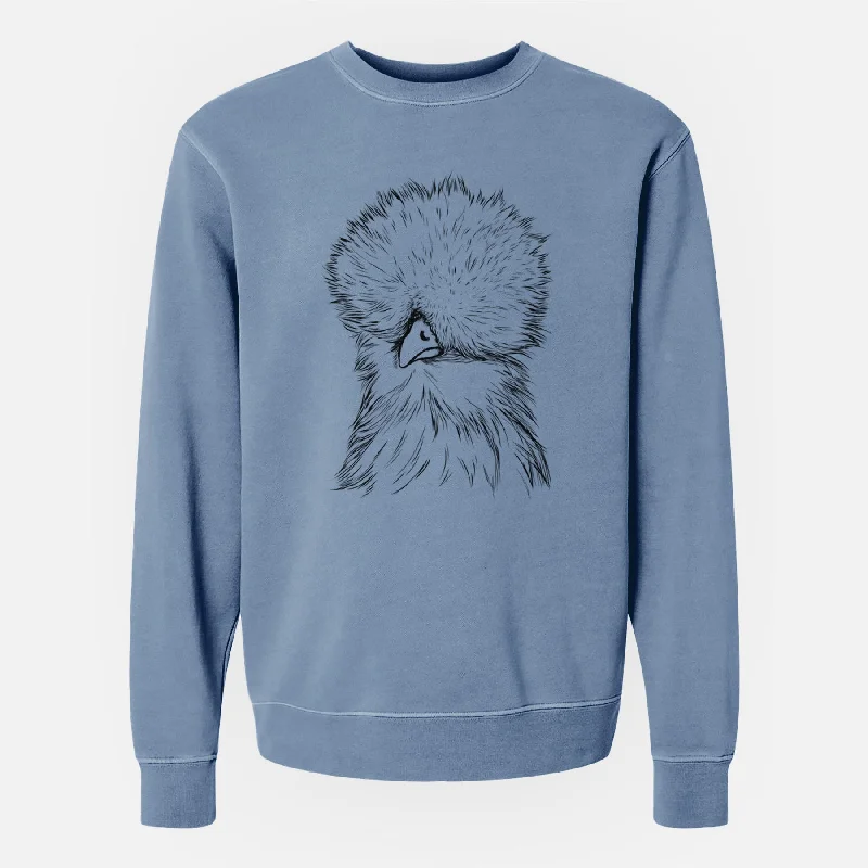 Bare Sally the Silkie Chicken - Unisex Pigment Dyed Crew Sweatshirt Hoodie with Pastel Soft Subtle