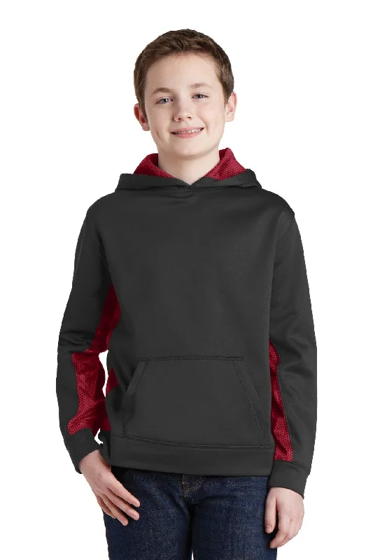 Sport-Tek Youth Sport-Wick CamoHex Fleece Colorblock Hooded Pullover.  YST239 Boxy Neck Sweater