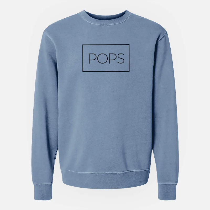 Pops Boxed 1 line - Unisex Pigment Dyed Crew Sweatshirt Hoodie with Velcro Closure Adjustable Secure