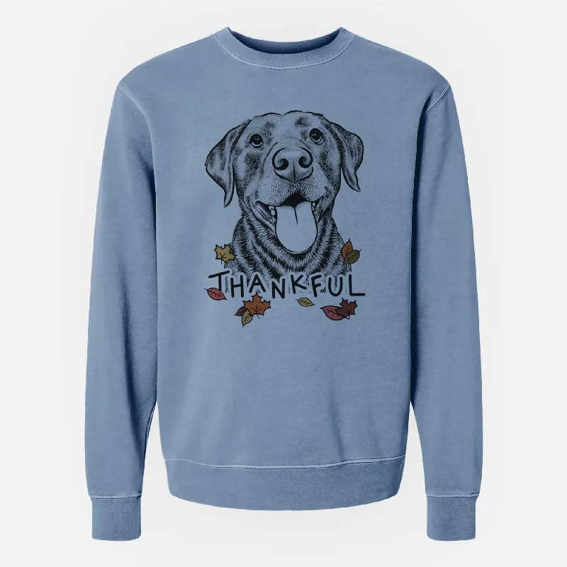 Thankful Gwen the Labrador Retriever - Unisex Pigment Dyed Crew Sweatshirt Hoodie with Puffed Sleeves Voluminous Trendy