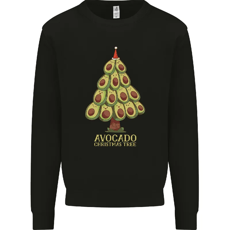 Avocado Christmas Tree Xmas Funny Food Mens Sweatshirt Jumper Hoodie with Zipper Placket Modern Functional