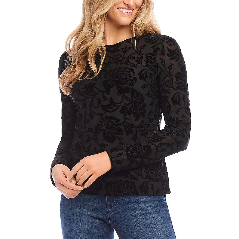 Womens Velvet Brunout Pullover Top Wide Sleeve Pullover