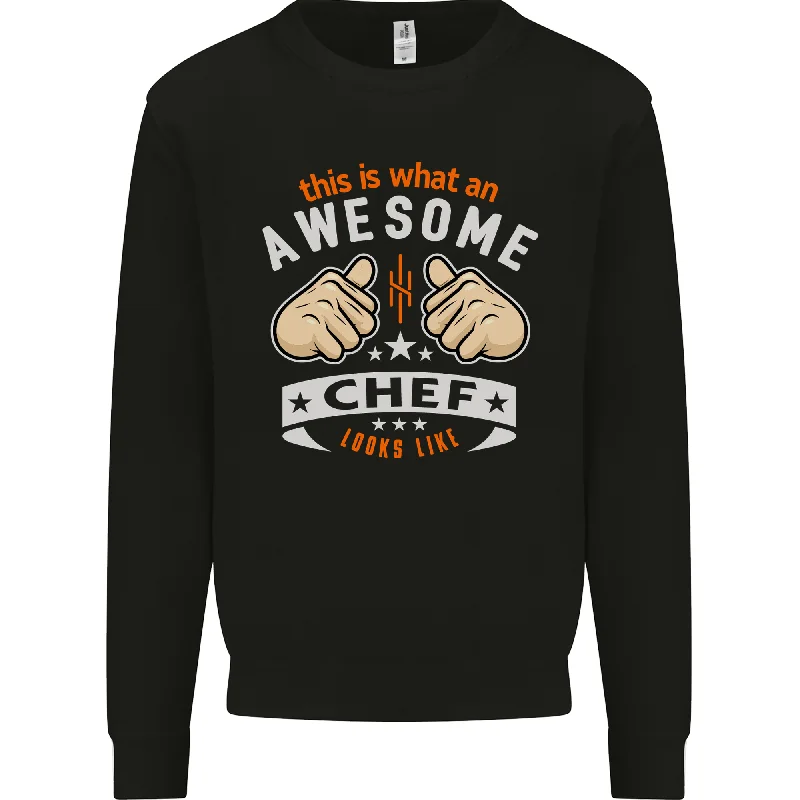 Awesome Chef Looks Like Funny Cooking Mens Sweatshirt Jumper Hoodie with Hem Detail Decorative Unique