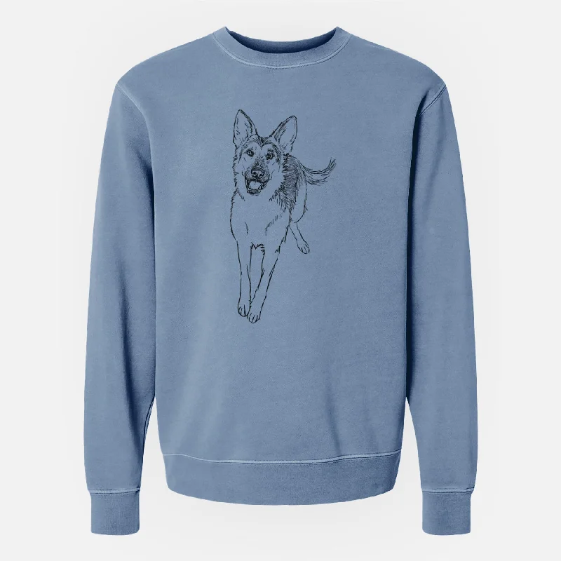 Doodled Odie the German Shepherd - Unisex Pigment Dyed Crew Sweatshirt Hoodie Crop Top Short Trendy