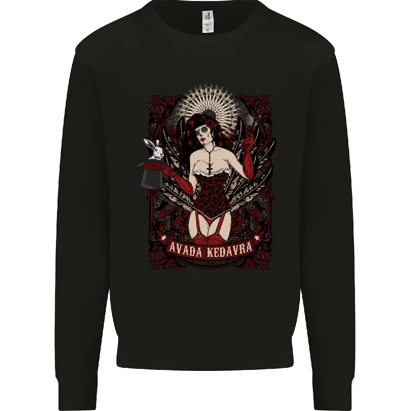 Avada Kedavra Day of the Dead DOTD Mens Sweatshirt Jumper Hoodie with Button Placket Classic Preppy