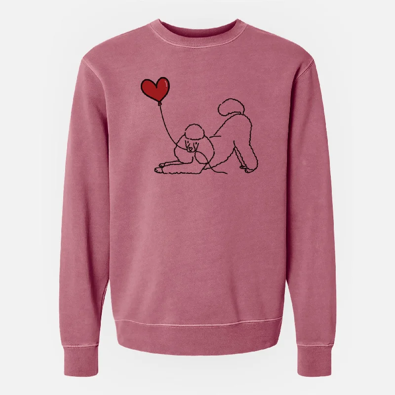 Mini Poodle Heart String - Unisex Pigment Dyed Crew Sweatshirt Hoodie with Hem Frayed Vintage Worn