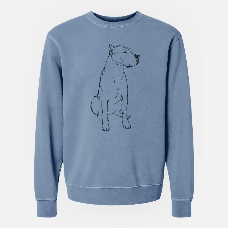 Doodled Luna the Dogo Argentino - Unisex Pigment Dyed Crew Sweatshirt Hoodie with Logo Branding Identity