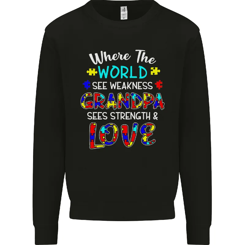 Autism Grandpa Sees Love Strength Autistic Mens Sweatshirt Jumper Hoodie with Pocket Utility Practical