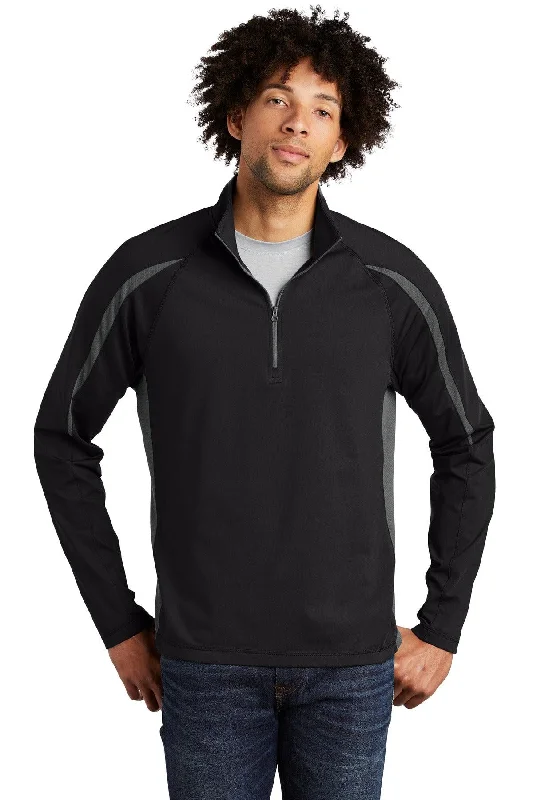 Sport-Tek Sport-Wick Stretch 1/2-Zip Colorblock Pullover. ST851 Jewel Neck Pullover