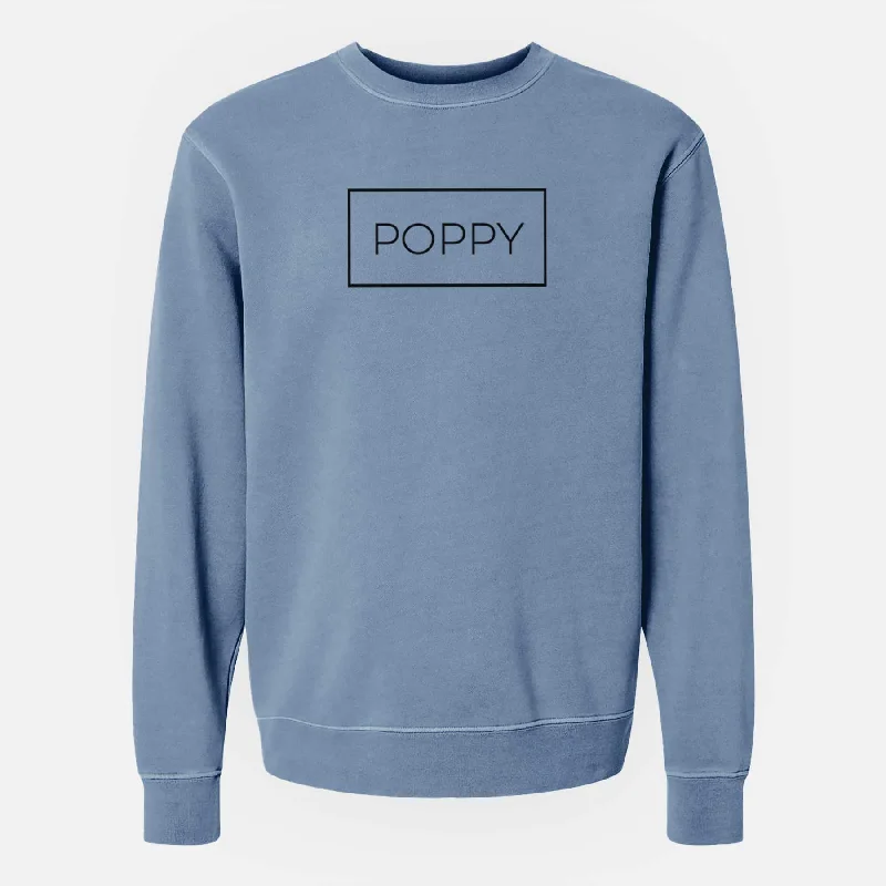 Poppy Boxed - 1 Line - Unisex Pigment Dyed Crew Sweatshirt Hoodie with Color Block Contrast Stylish