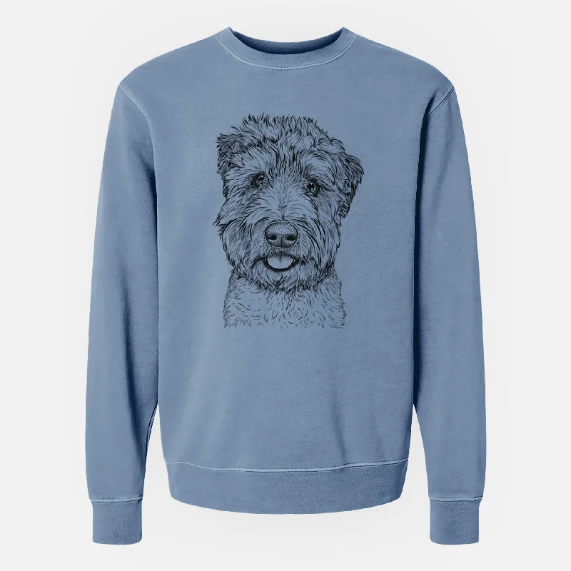 Bare Milton the Soft Coated Wheaten Terrier - Unisex Pigment Dyed Crew Sweatshirt Hoodie with Snap Buttons Easy Quick