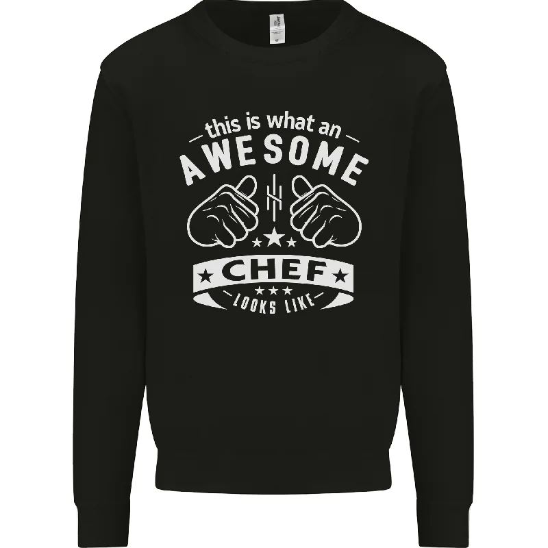 Awesome Chef Looks Like Funny Cooking Mens Sweatshirt Jumper Hoodie with Slit Hem Functional Movement