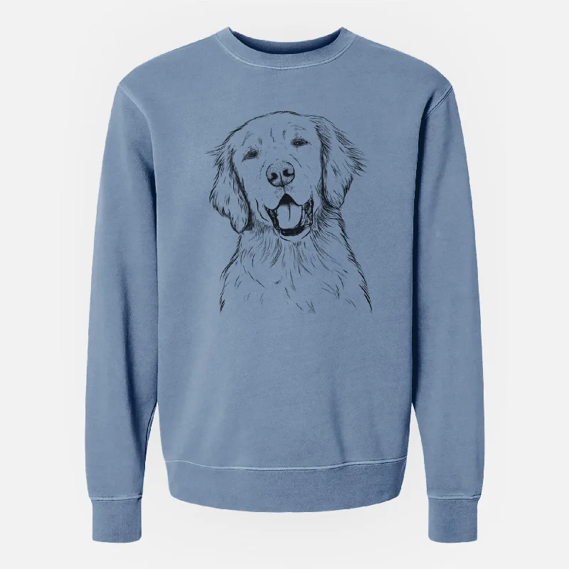 Bare Wallace the Golden Retriever - Unisex Pigment Dyed Crew Sweatshirt Hoodie with Side Slits Relaxed Casual