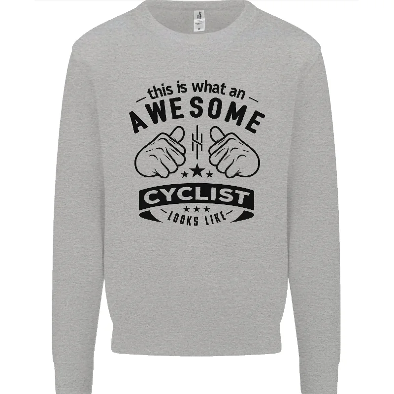 Awesome Cyclist Looks Like This Cycling Mens Sweatshirt Jumper Cotton Hoodie Fleece Lining Warmth