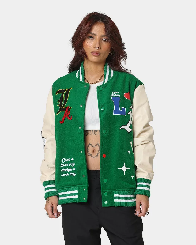 Lifted Anchors State Chenille Varsity Jacket Pine Green Tailored Jacket Straight Jacket A-Line Jacket