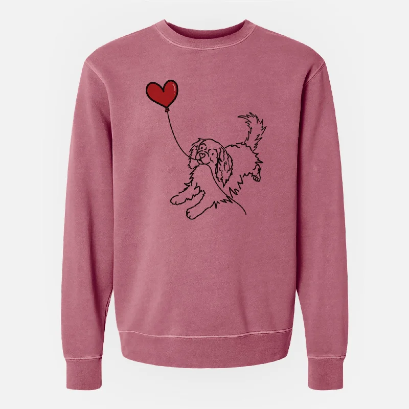 Cavalier King Charles Heart String - Unisex Pigment Dyed Crew Sweatshirt Hoodie Jacket Zipper Layering