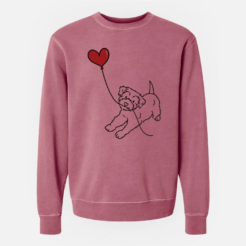 Yorkiepoo Heart String - Unisex Pigment Dyed Crew Sweatshirt Hoodie with Batwing Sleeves Loose Dramatic