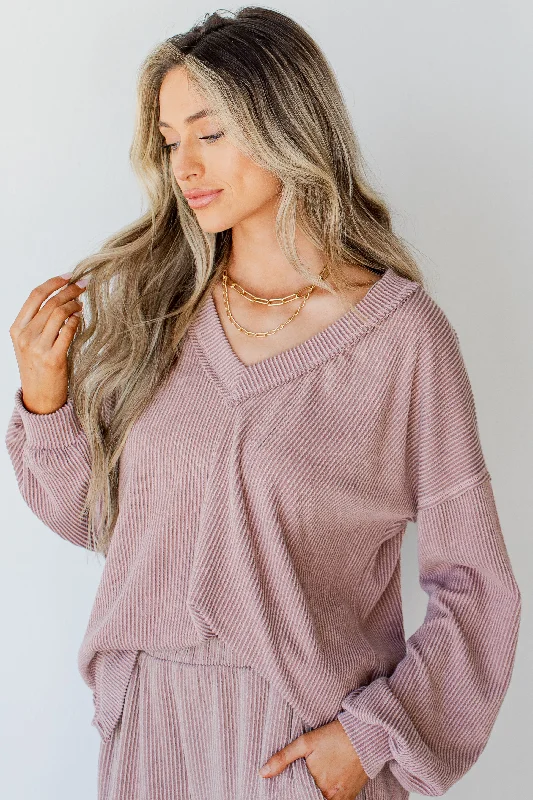 Take The Day Off Corded Pullover Slit Sleeve Stylish