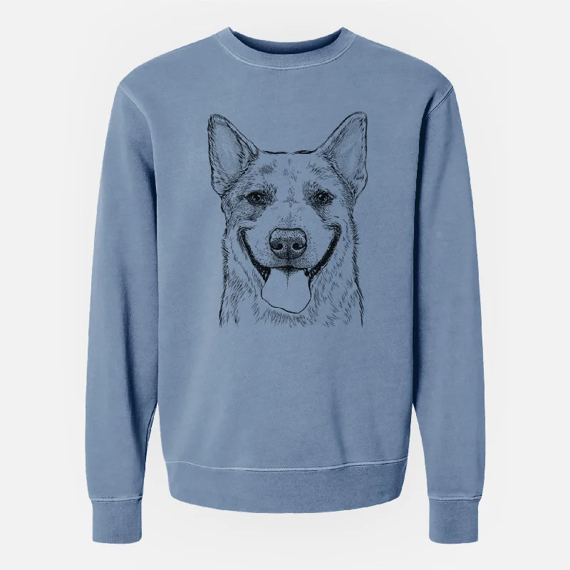 Bare Rio the Australian Cattle Dog - Unisex Pigment Dyed Crew Sweatshirt Hoodie with Hem Applique Textured Unique