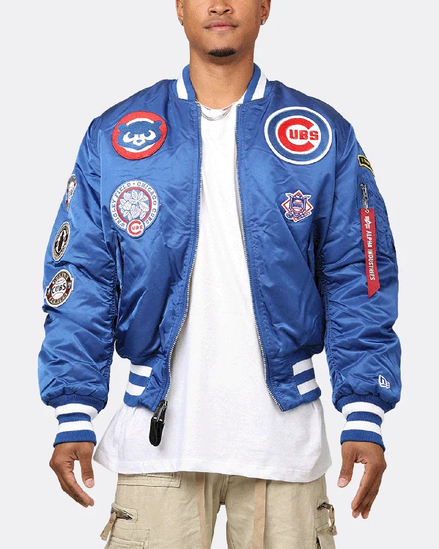 New Era X Alpha Series X MLB Chicago Cubs MA-1 Bomber Jacket Blue Quilted Jacket Puffer Jacket Insulated Jacket