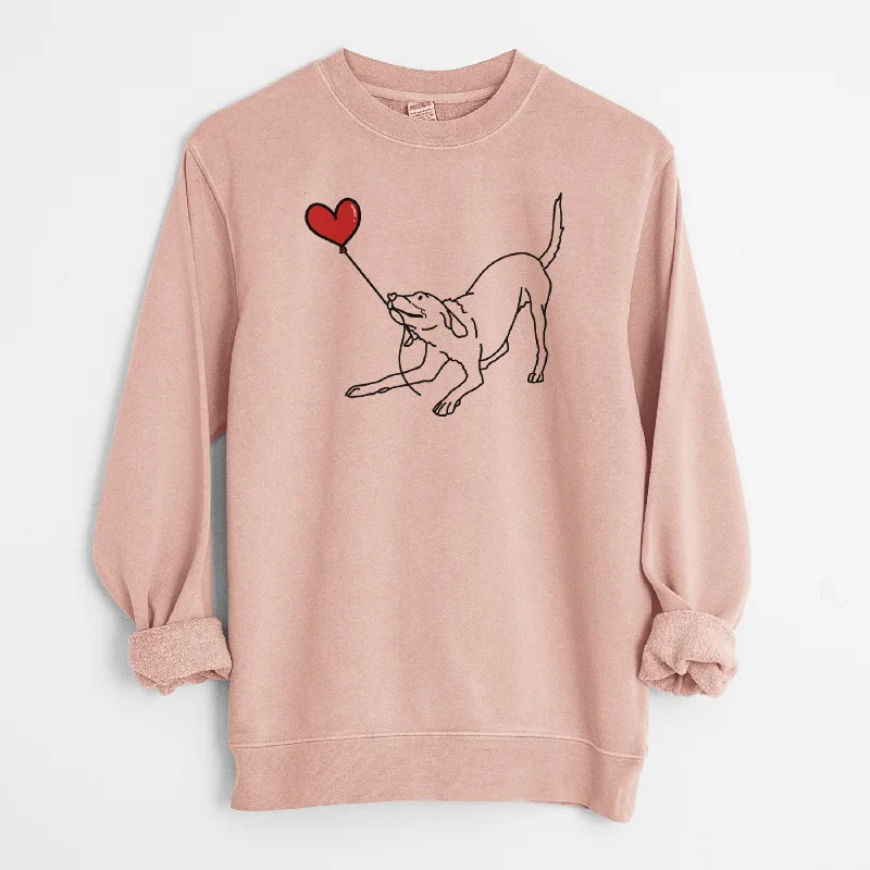 Labrador Retriever Heart String - Unisex Pigment Dyed Crew Sweatshirt Hoodie with Drop Shoulder Relaxed Streetwear