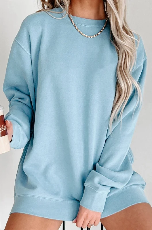 Lightweight Crewneck Pullover (Light Blue) Asymmetrical Neck Pullover