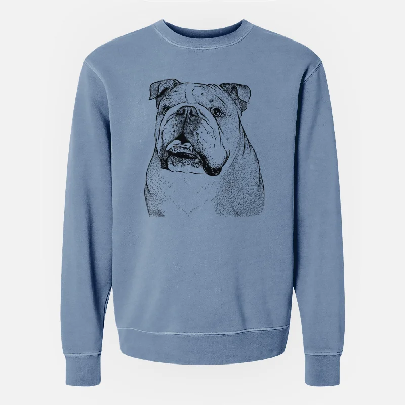 Bare Piggy the English Bulldog - Unisex Pigment Dyed Crew Sweatshirt Hoodie with Ribbed Cuffs Snug Fit Comfort