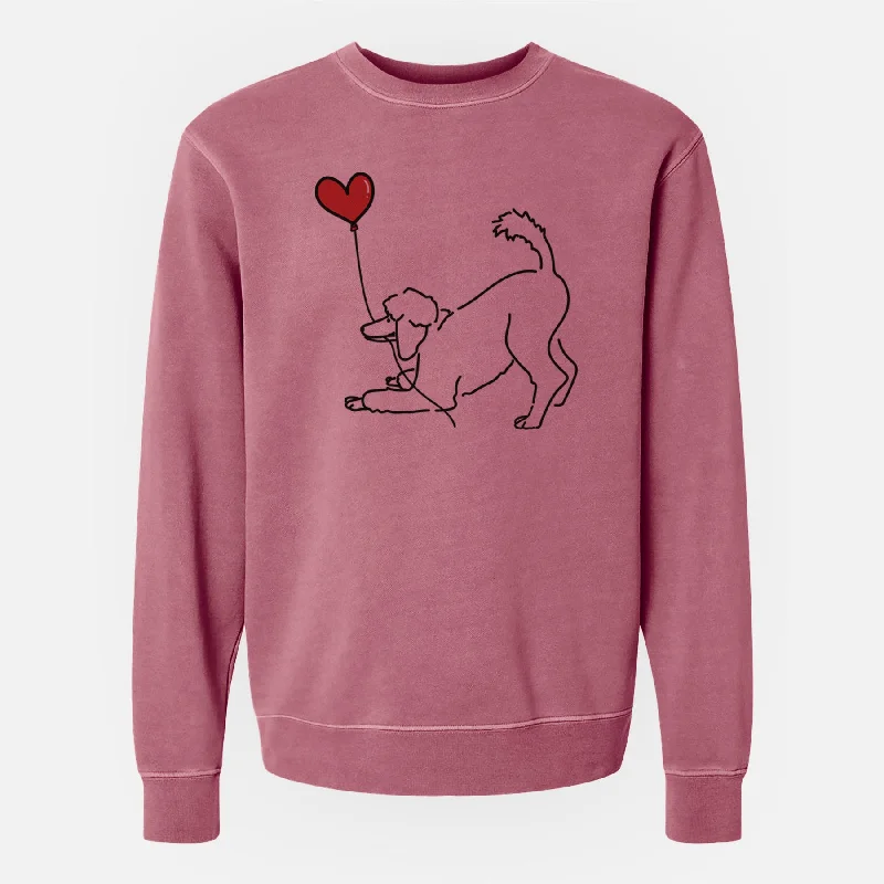 Standard Poodle Heart String - Unisex Pigment Dyed Crew Sweatshirt Hoodie with Button Classic Timeless