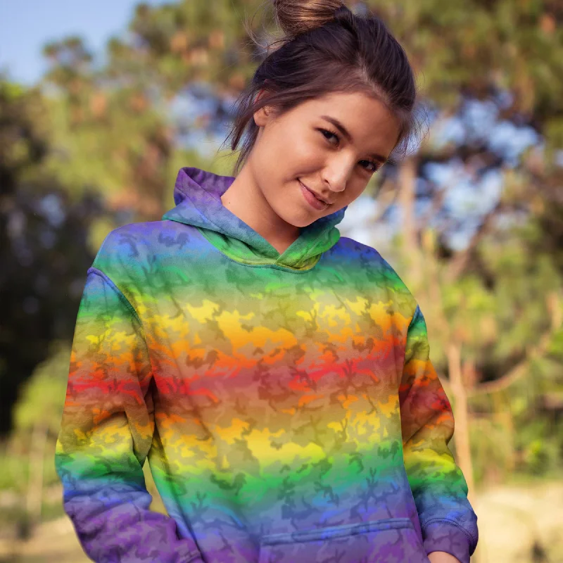 65 MCMLXV Unisex LGBT Pride Rainbow Camo Print Fleece Hoodie Hoodie with Magnetic Closure Innovative Modern