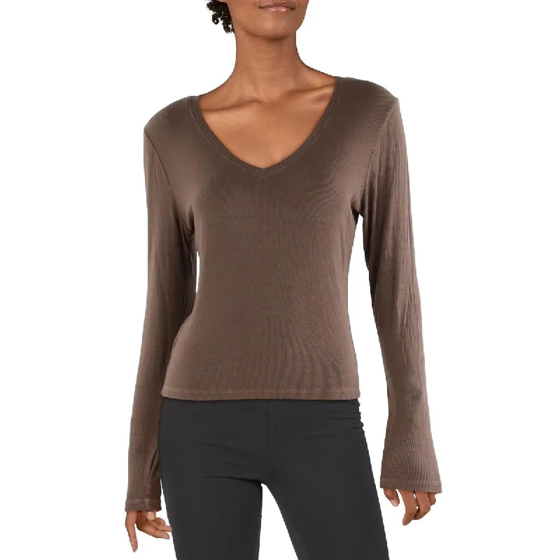 Tayshia Womens V-Neck Long Sleeve Pullover Top Gathered Sleeve Pullover