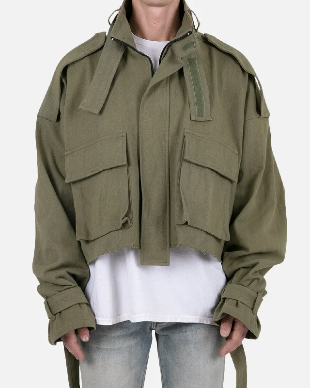 MNML Cropped M65 Jacket Olive Mesh Jacket Canvas Jacket Denim Jacket