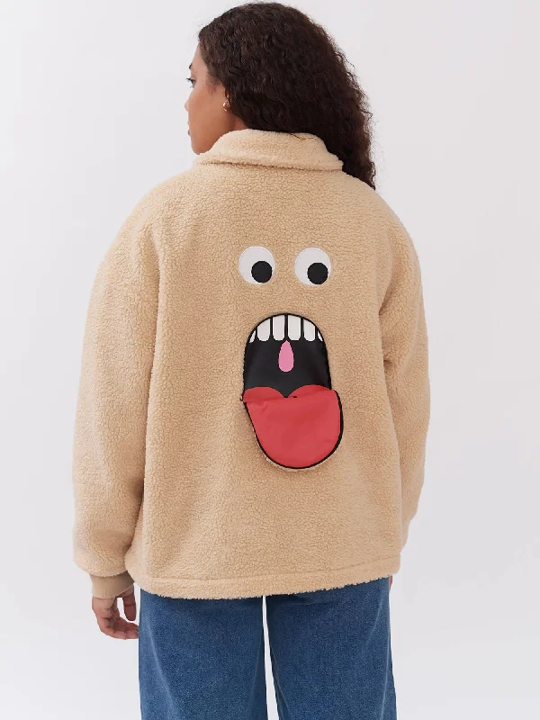 Lazy Oaf Shut Your Mouth Fleece Jacket Fitted Jacket Loose Jacket Oversized Jacket