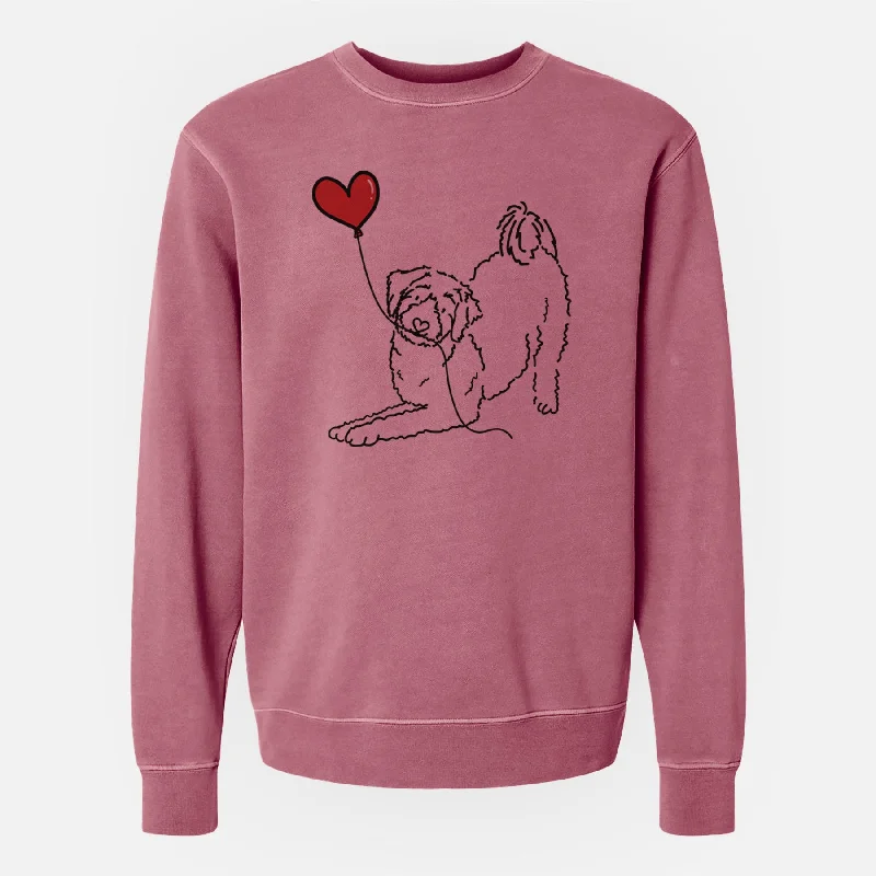 Aussiedoodle Heart String - Unisex Pigment Dyed Crew Sweatshirt Zip Hoodie Drawstring Kangaroo Pocket