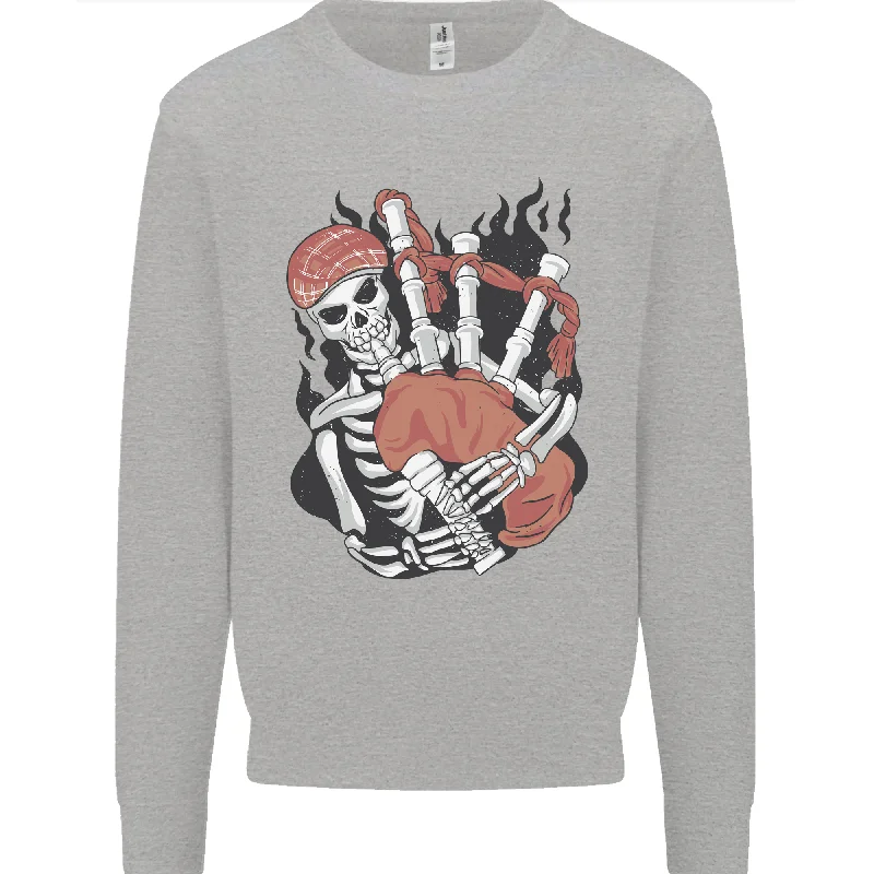 Bagpipes Skeleton Mens Sweatshirt Jumper Hoodie with Set-In Sleeves Structured Classic