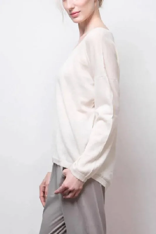 kory sheer pullover - cream Boat Neck Sweater