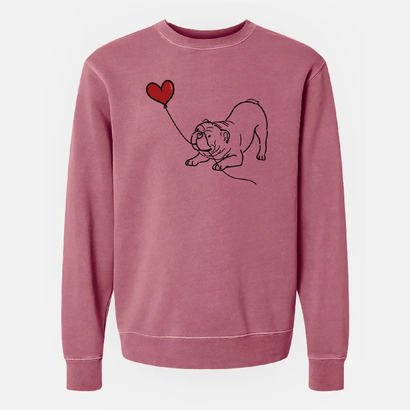 Bulldog Heart String - Unisex Pigment Dyed Crew Sweatshirt Hoodie with Belted Waist Structured Tailored