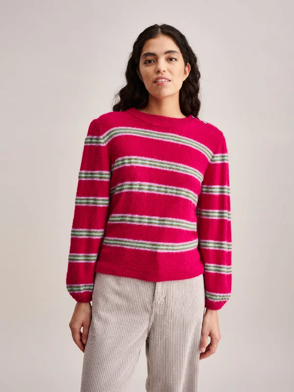 Pullover Diout K1468 Diout K1468s Stripe-A Scalloped Neck Pullover