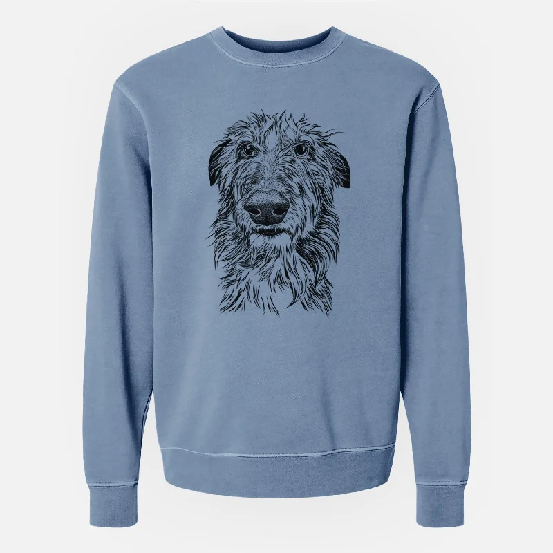 Bare Cleod the Scottish Deerhound - Unisex Pigment Dyed Crew Sweatshirt Hoodie with Contrast Stitching Detailed Premium